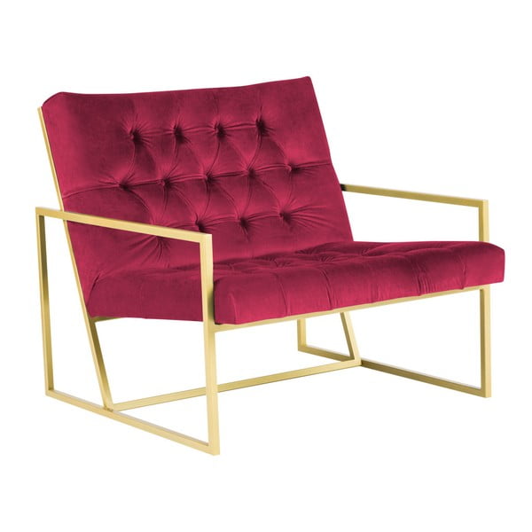 Różowy fotel z konstrukcją w kolorze złota Mazzini Sofas Bono