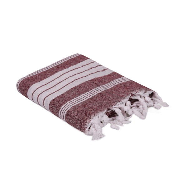 Czerwono-biały bawełniany ręcznik, 170x90 cm