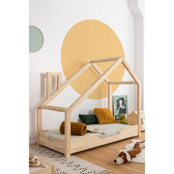 Łóżko w kształcie domku z drewna sosnowego Adeko Luna Bek, 80x140 cm-image-1