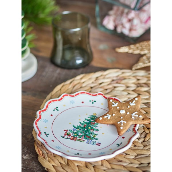 Czerwono-kremowy ceramiczny talerz do serwowania ze świątecznym motywem ø 17 cm Naive – Bloomingville-image-2