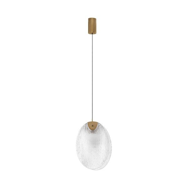 Stalowa lampa wisząca LED w kolorze mosiądzu ze szklanym kloszem Shelina – Nova Luce