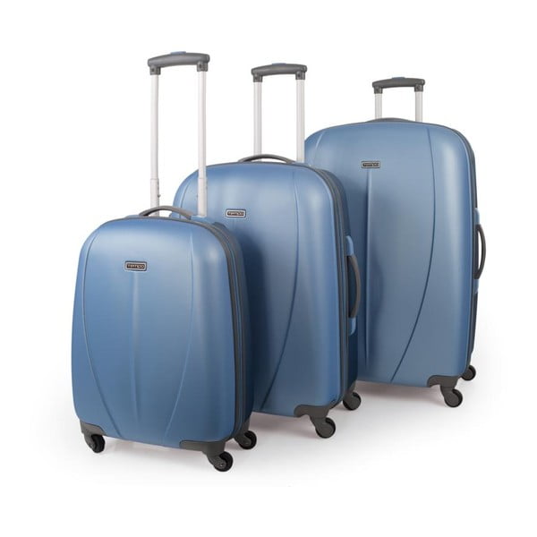 Zestaw 3 niebieskich walizek Tempo