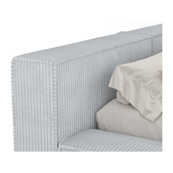 Jasnoszare tapicerowane łóżko dwuosobowe ze schowkiem i stelażem 180x200 cm Voliera – Maison de Rêve-image-4