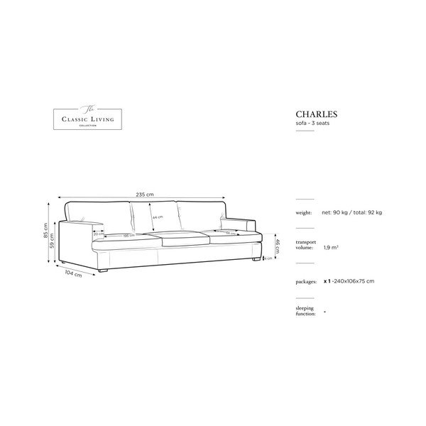 Czarna sofa Windsor & Co Sofas Daphne, 235 cm-image-2