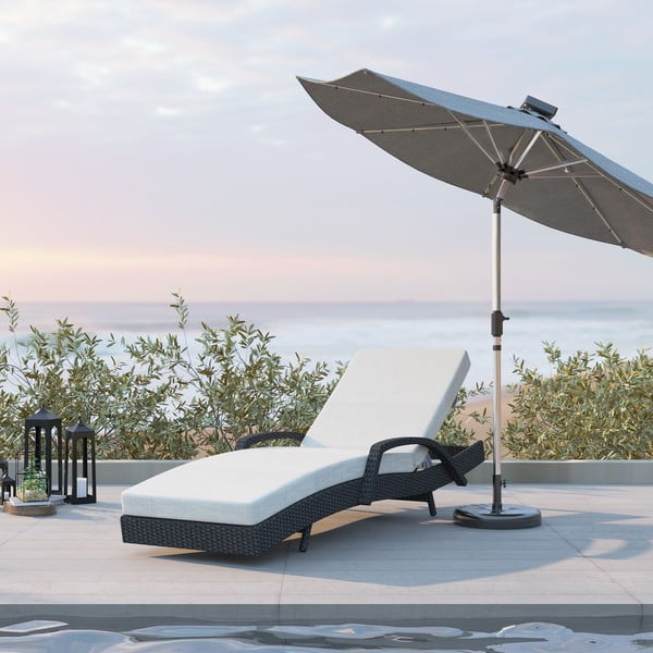 Brązowo-beżowy leżak ogrodowy ze sztucznego rattanu Redondo – Unique Furniture-image-1