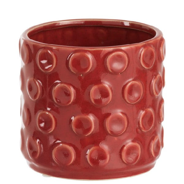 Czerwona doniczka ceramiczna J-Line Spheres, wys. 13 cm