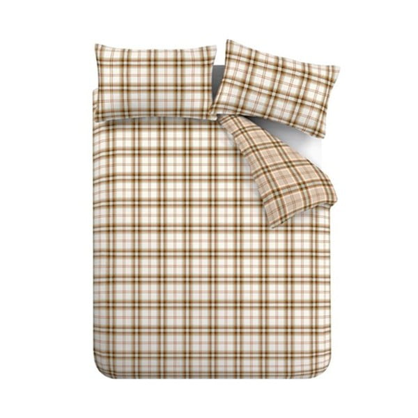 Pomarańczowo-jasnobrązowa pościel dwuosobowa 230x220 cm Kelso Check – Catherine Lansfield