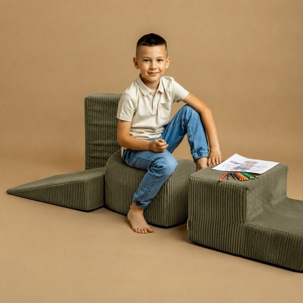 Piankowy plac zabaw 3 szt. w kolorze khaki wysokość 30 cm 45x193 cm – Meowbaby-image-1