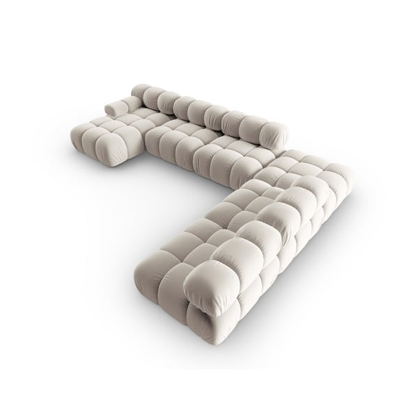 Beżowy aksamitny narożnik modułowy (prawostronny/w kształcie litery U) Bellis – Micadoni -image-4