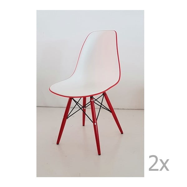 Zestaw 2 biało-czerwonych krzeseł Castagnetti Poly