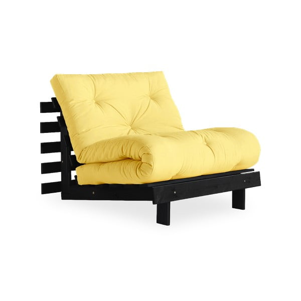 Fotel rozkładany z jasnożółtymobiciem Karup Design Roots Black/Yellow