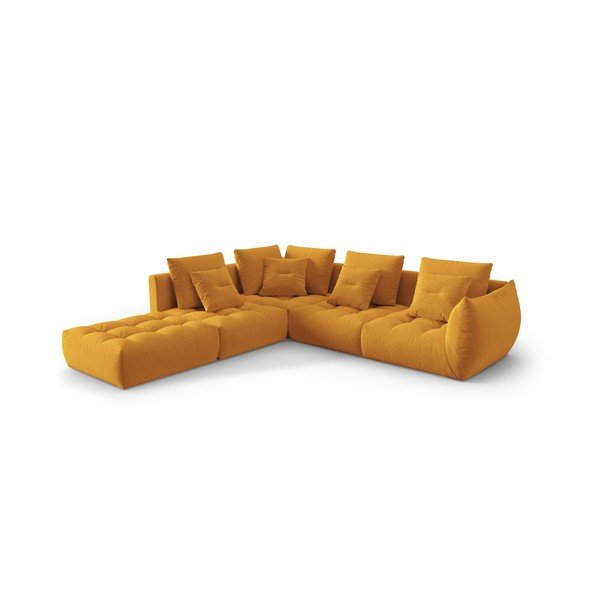 Żółty aksamitny narożnik (lewostronny/w kształcie litery L) Bloom – Micadoni -image-2