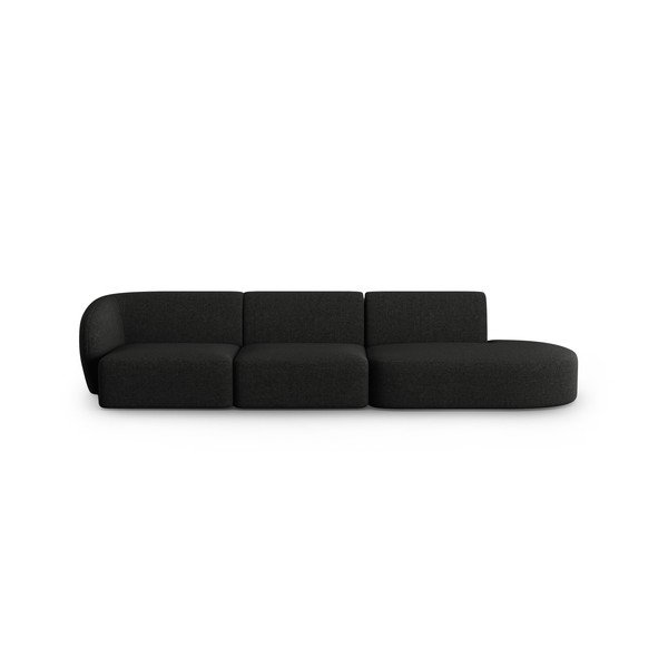 Czarna sofa  z tkaniny szenilowej lewostronna 311 cm Paolo – Milo Casa