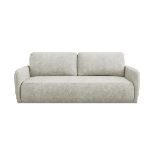 Kremowa rozkładana sofa z tkaniny szenilowej ze schowkiem 218 cm Lilo – Makamii