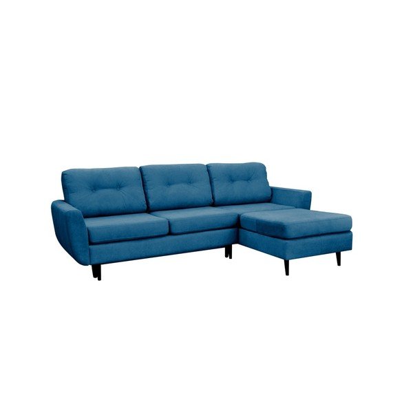 Turkusowy narożnik rozkładany prawostronny z czarnymi nogami Mazzini Sofas Hortensia-image-1
