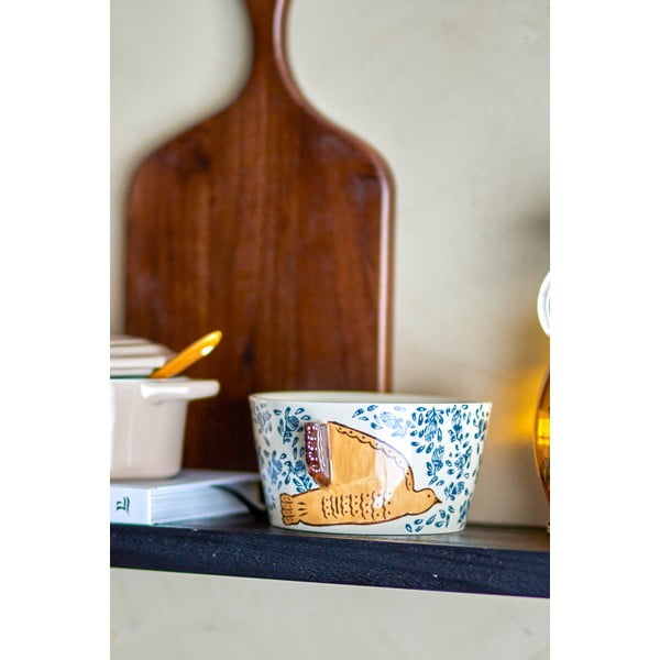 Biało-niebieska kamionkowa miska 460 ml Hezha – Bloomingville-image-2