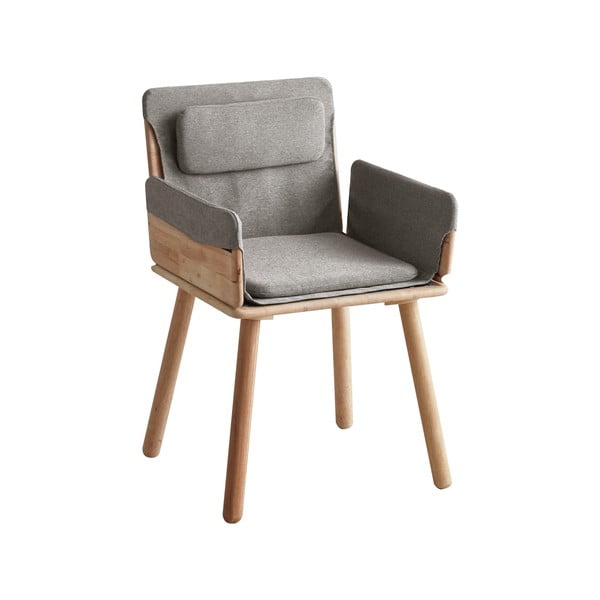 Krzesło do jadalni z szarym tekstylnym siedziskiem i podłokietnikami DEEP Furniture Jack