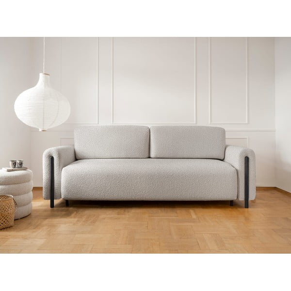 Szarobeżowa rozkładana/ze schowkiem sofa z materiału bouclé 244 cm Arcadova – ELTAP-image-1