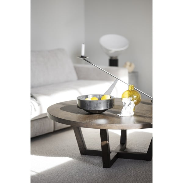 Ciemnobrązowy okrągły stolik w dekorze dębu ø 110 cm Boxford – Rowico-image-1