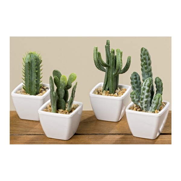 Zestaw 4 kaktusów dekoracyjnych z doniczkami Boltze Cactus