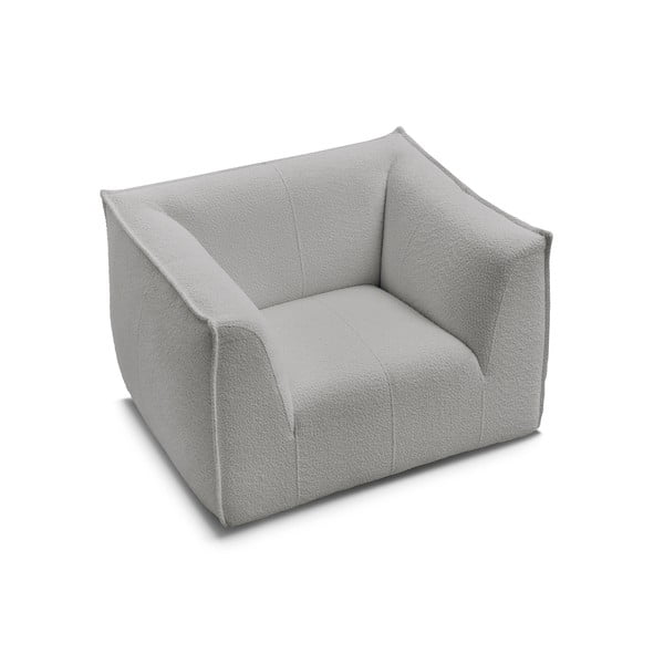 Jasnoszary fotel z materiału bouclé Giorgia – Bobochic Paris-image-4