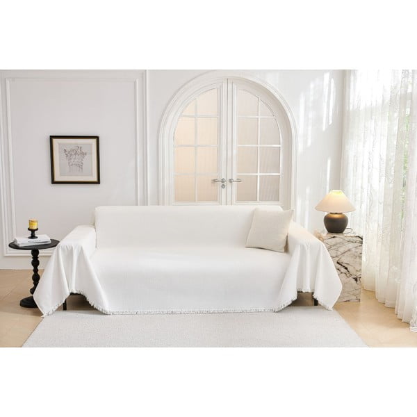 Biały pokrowiec na sofę 3-osobowy Talo – Filumi-image-2