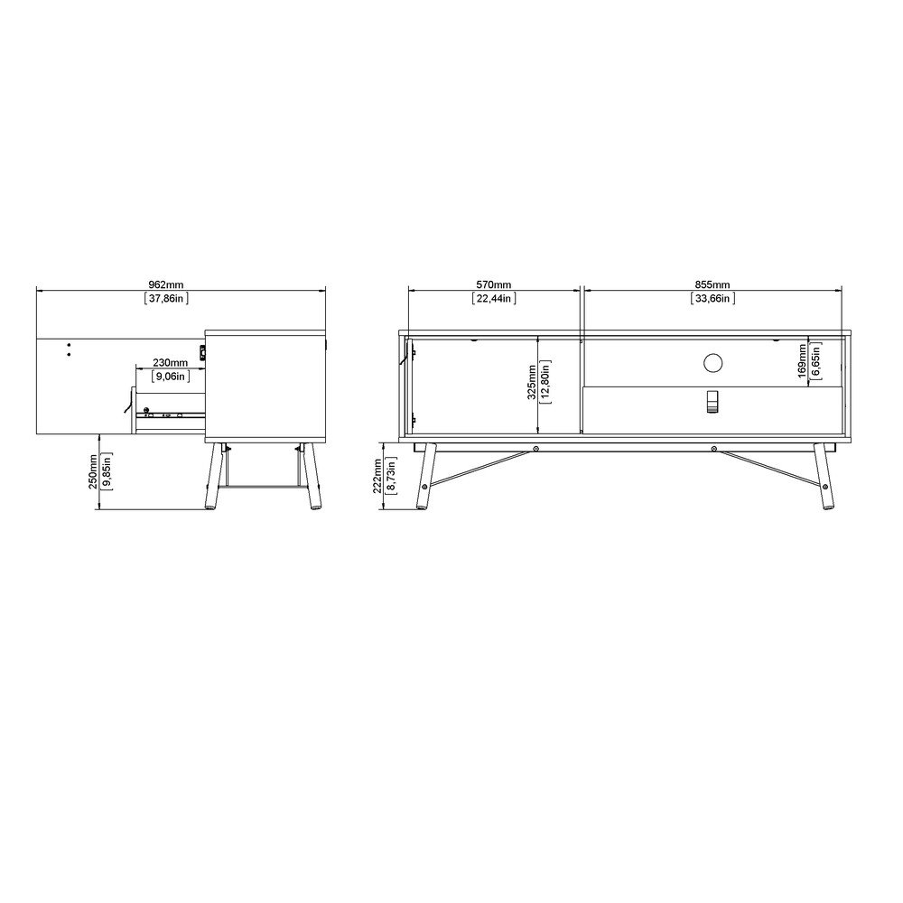 Szafka pod TV w dekorze dębu w naturalnym kolorze 150x60x40 cm Ry – Tvilum (zdjęcie 5)