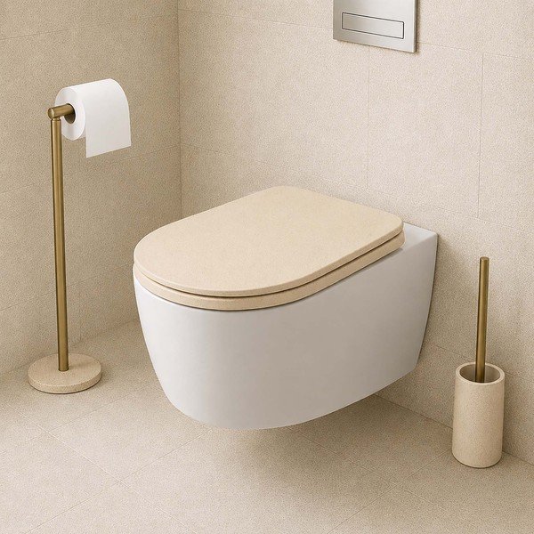 Beżowy metalowy stojak na papier toaletowy Oria – douceur d'intérieur-image-1