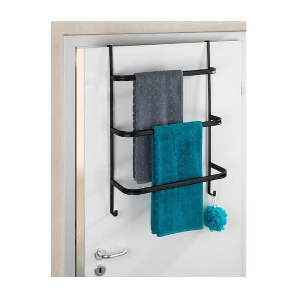 Czarny wieszak na ręczniki Wenko Towel Holder Black, 21x54 cm-image-2