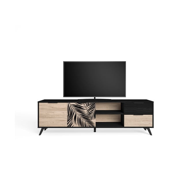 Czarna szafka pod TV w dekorze dębu 181x53 cm Palmera – Marckeric-image-4