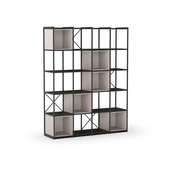 Czarno-kremowy regał 140x179 cm Anya – Marckeric-image-3