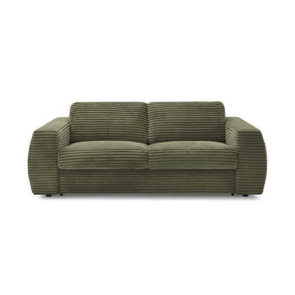 Zielona sztruksowa sofa do spania/rozkładana 220 cm Hugo – Bobochic Paris