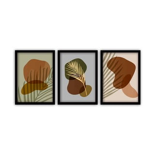 Zestaw 3 obrazów w czarnej ramie Vavien Artwork Palm Leaves, 35x45 cm