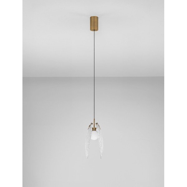 Stalowa lampa wisząca LED w kolorze mosiądzu ze szklanym kloszem Shelina – Nova Luce-image-4