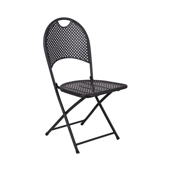 Zestaw 2 czarnych składanych metalowych krzeseł ogrodowych Crido Consulting Iron