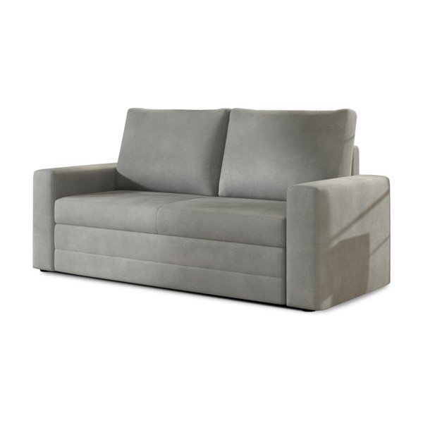 Jasnoszara aksamitna rozkładana/ze schowkiem sofa 151 cm Wave – ELTAP