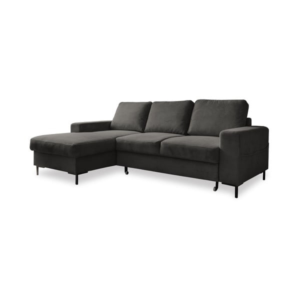 Ciemnoszary sztruksowy rozkładany narożnik (lewostronny) Lofty Lilly – Miuform