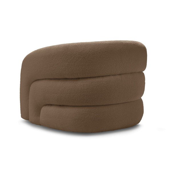 Brązowy obrotowy fotel z materiału bouclé Elina – Bobochic Paris-image-4