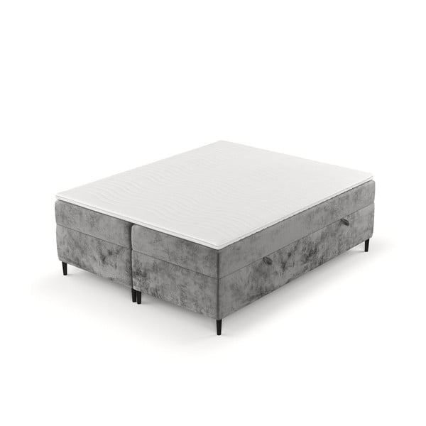 Ciemnoszare łóżko boxspring ze schowkiem 180x200 cm Araya – Maison de Rêve