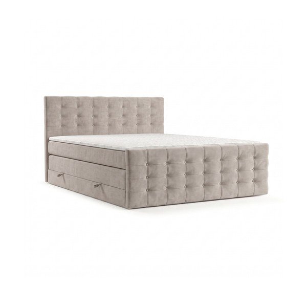 Beżowe łóżko boxspring ze schowkiem 160x200 cm Blend – Maison de Rêve