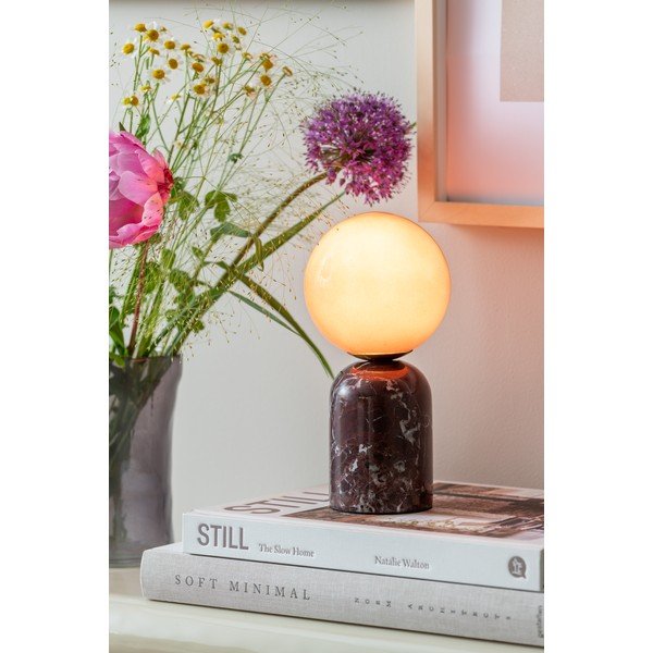 Bordowa marmurowa lampa stołowa (wysokość 20 cm) Lazio Sphere – Leitmotiv-image-1