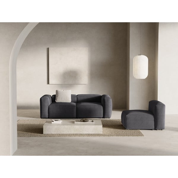 Ciemnoszara sztruksowa sofa 224 cm Bergamo – Cosmopolitan Design-image-1