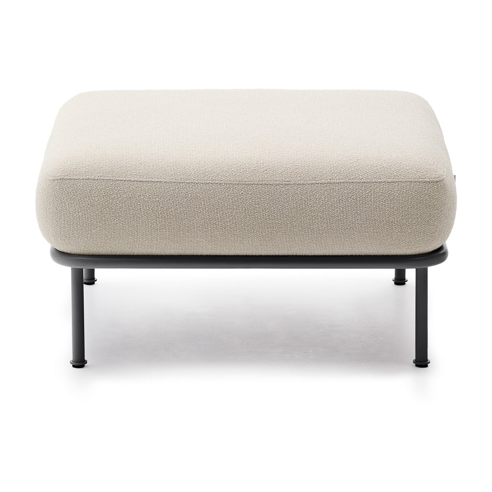 Beżowy podnóżek z materiału bouclé Aurum – Kave Home
