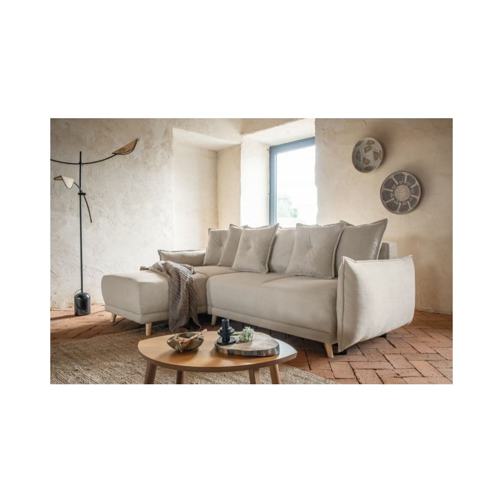 Beżowy sztruksowy rozkładany narożnik (strona zmienna) Lazy Lukka – Miuform (zdjęcie 6)