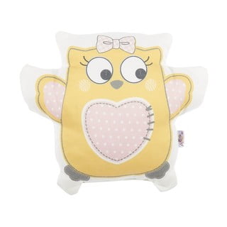 Żółta poduszka dziecięca z domieszką bawełny Mike & Co. NEW YORK Pillow Toy Owl, 32x26 cm