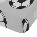 Szare flanelowe prześcieradło dziecięce dwuosobowe z gumką 135x190 cm Football Stars – Catherine Lansfield