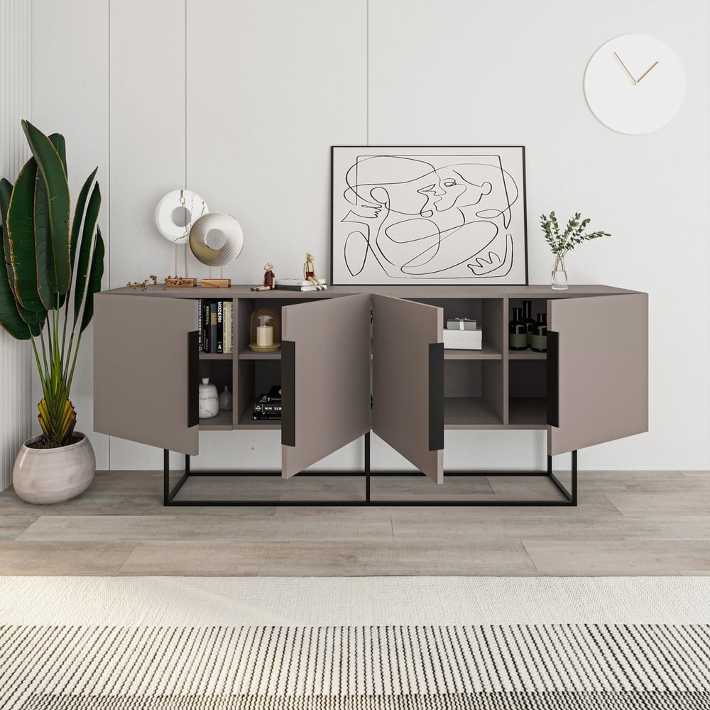 Szarobeżowa niska komoda 200x80 cm Titan – Marckeric (zdjęcie 6)