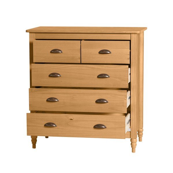 Komoda z 5 szufladami z litego drewna sosnowego Marckeric Mia, 79x83 cm-image-3