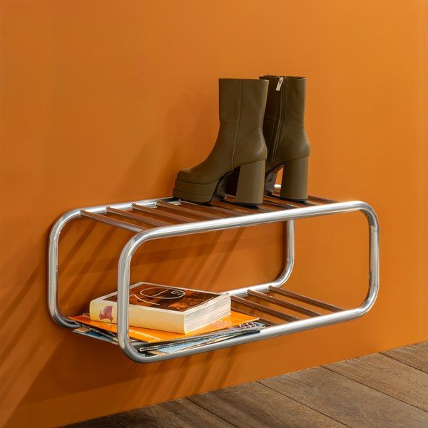 Metalowa wisząca szafka na buty w kolorze srebra 72x28x35 cm Retro – Spinder Design-image-4