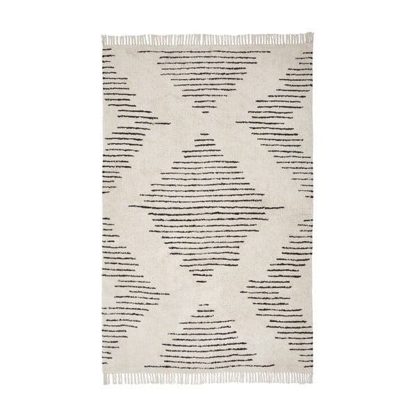Beżowo-czarny ręcznie tkany bawełniany dywan Westwing Collection Fini, 120 x 180 cm